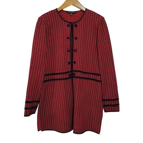 Ming Wang Jacket Cardigan Womens Medium Black Red Office Career - Picture 1 of 6